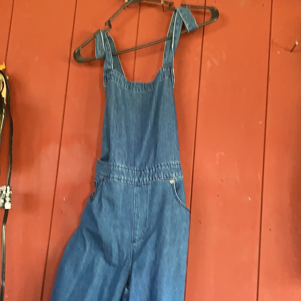 NWT denim jumpsuit overalls pinafore wide leg
